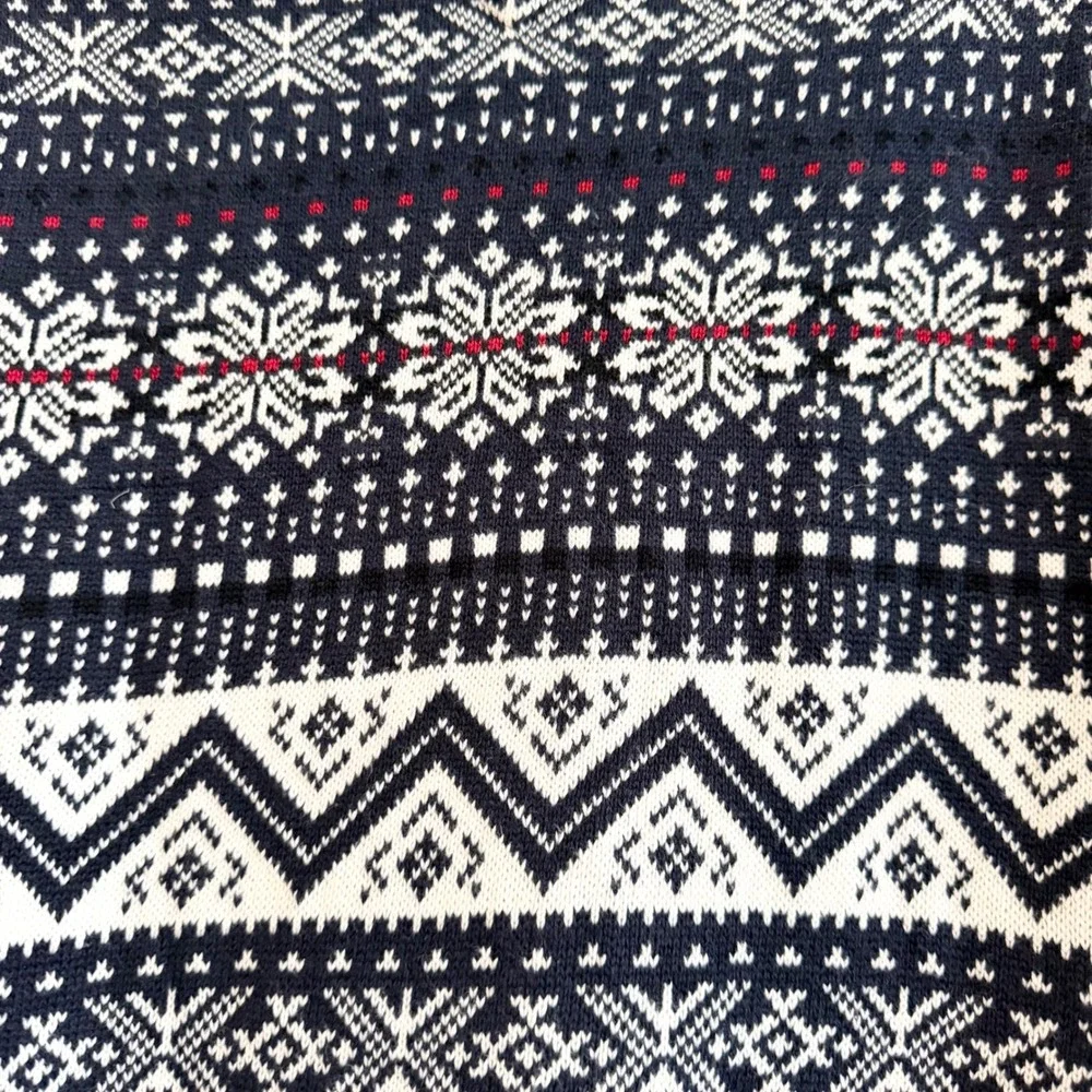 Tommy Hilfiger Mens XXL Navy Blue Fair Isle Cotton Crewneck Sweater Snowflake